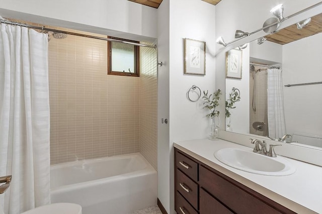 157 Carleton Rd, Carlisle, MA 01741 - bathroom featuring toilet, vanity, and shower / bathtub combination with curtain