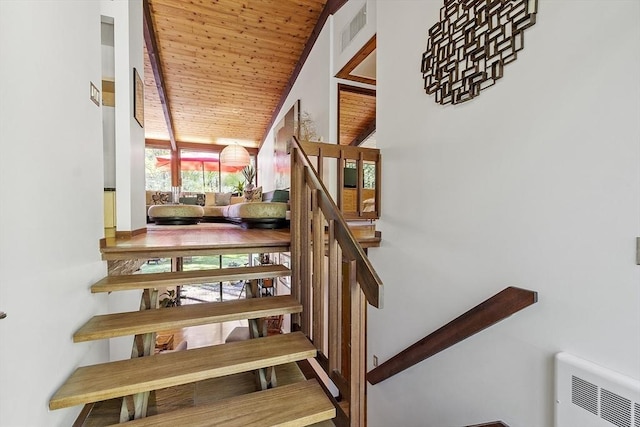 157 Carleton Rd, Carlisle, MA 01741 - stairs featuring wooden ceiling and high vaulted ceiling