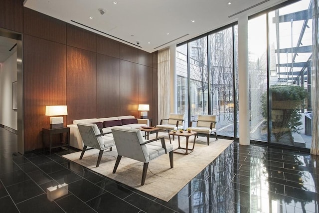 580 Washington St Unit 10A, Boston, MA 02111 - community lobby with expansive windows and wood walls
