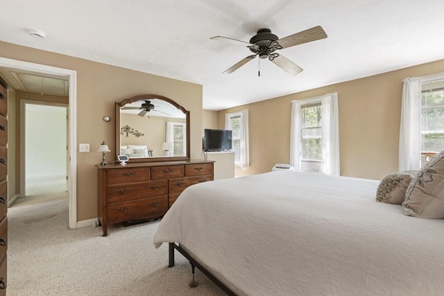 232 Wallum Lake Rd, Douglas, MA 01516 - bedroom featuring attic access, multiple windows, light colored carpet, and ceiling fan