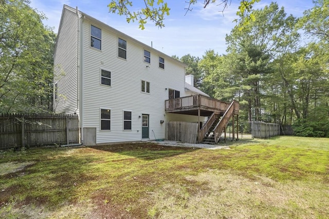 232 Wallum Lake Rd, Douglas, MA 01516 - rear view of property with a deck, a fenced backyard, and stairway