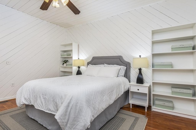 65 Water St Unit 2, Danvers, MA 01923 - bedroom featuring wood finished floors, wooden walls, and a ceiling fan