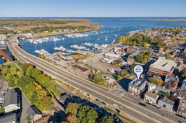 2-6 Market St Unit 2, Newburyport, MA 01950 - aerial view of property and surrounding area featuring a nearby body of water and numerous boat docks