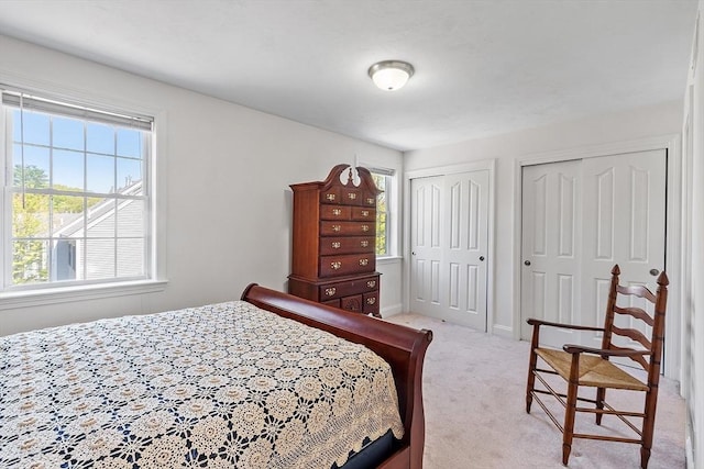 38 Tarbell St Unit 1B, Pepperell, MA 01463 - bedroom with two closets, multiple windows, light carpet, and baseboards