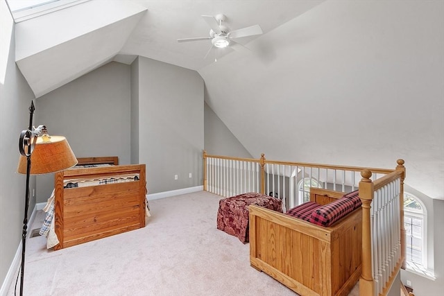 38 Tarbell St Unit 1B, Pepperell, MA 01463 - additional living space featuring vaulted ceiling, carpet flooring, a ceiling fan, and baseboards