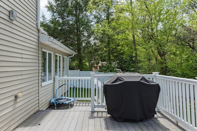 deck with area for grilling