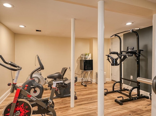 19 Mohawk Rd, Burlington, MA 01803 - workout room with recessed lighting, baseboards, and wood finished floors