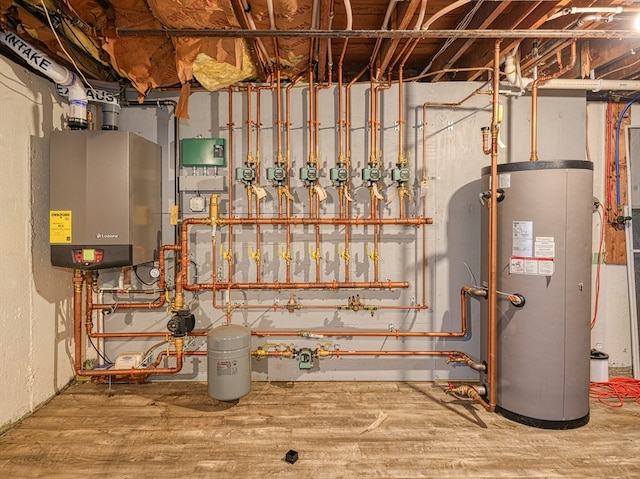 utilities with water heater and tankless water heater