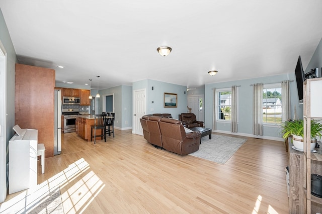 living room with light wood-type flooring