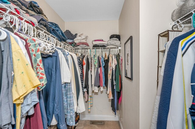 spacious closet featuring carpet flooring