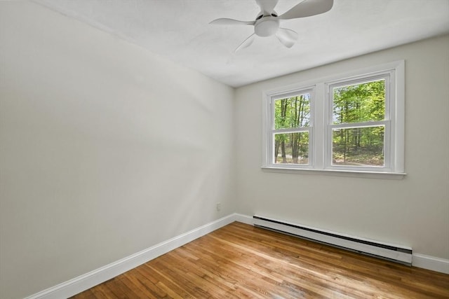175 Armsby Rd, Sutton, MA 01590 - unfurnished room with baseboard heating, baseboards, wood finished floors, and ceiling fan