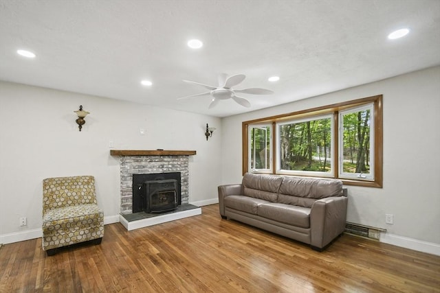 175 Armsby Rd, Sutton, MA 01590 - living area featuring wood finished floors, baseboards, a ceiling fan, and recessed lighting