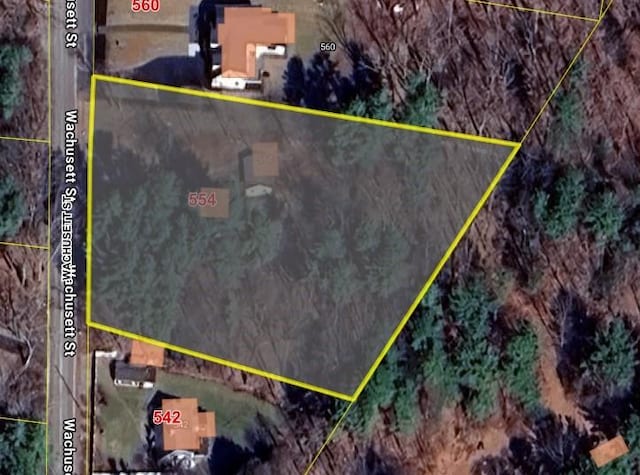 554 Wachusett St, Holden, MA 01520 - map of property location featuring property boundaries highlighted