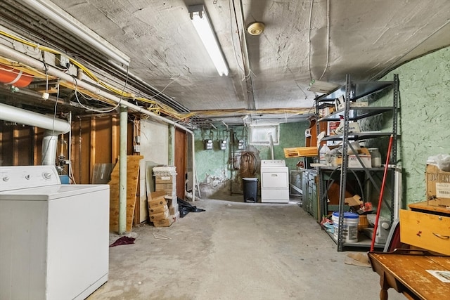 basement with separate washer and dryer