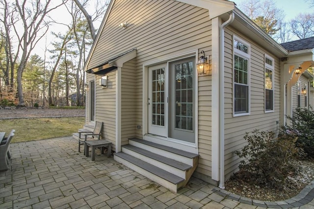 exterior space featuring entry steps and a patio