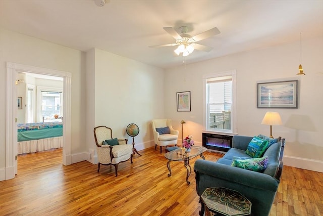 13 Sargent Ave Unit 1, Somerville, MA 02145 - living room featuring light wood-style floors and a ceiling fan