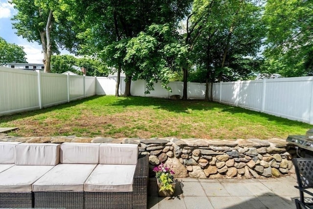 127 Highland Ave, Watertown, MA 02472 - view of yard with an outdoor living space and a patio