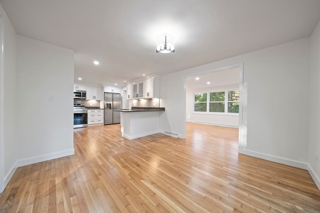 unfurnished living room featuring light hardwood / wood-style flooring