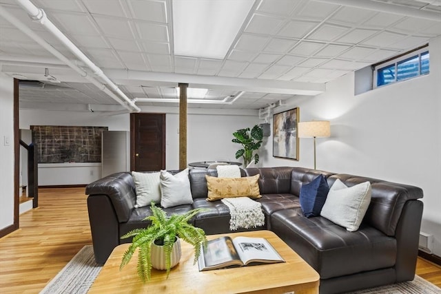 living room with hardwood / wood-style floors