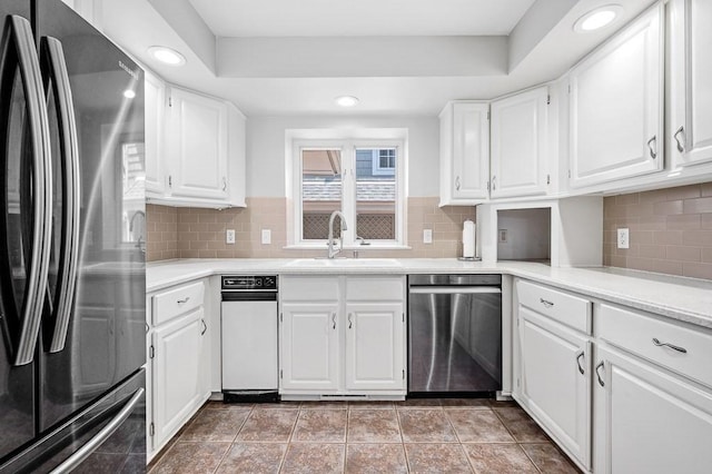 30 Eastern Point Dr Unit 30, Shrewsbury, MA 01545 - kitchen featuring stainless steel appliances, a sink, white cabinets, light countertops, and recessed lighting