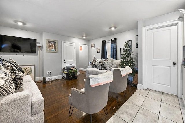 living room featuring light hardwood / wood-style floors