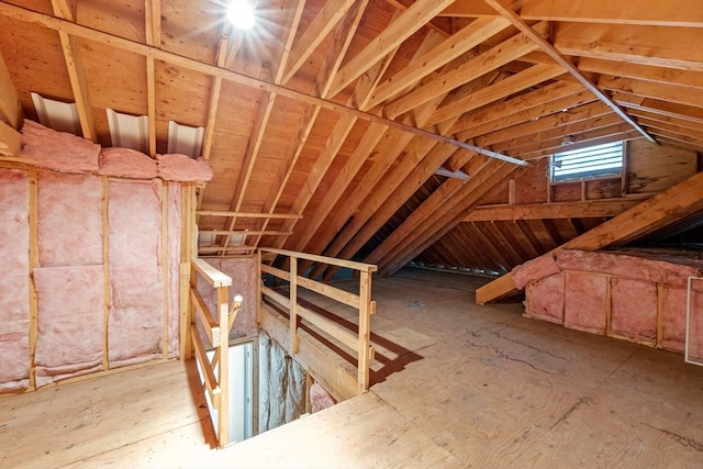 view of unfinished attic