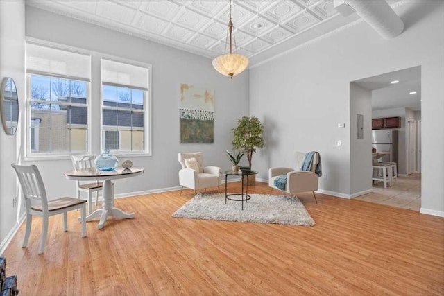 living area featuring light hardwood / wood-style floors