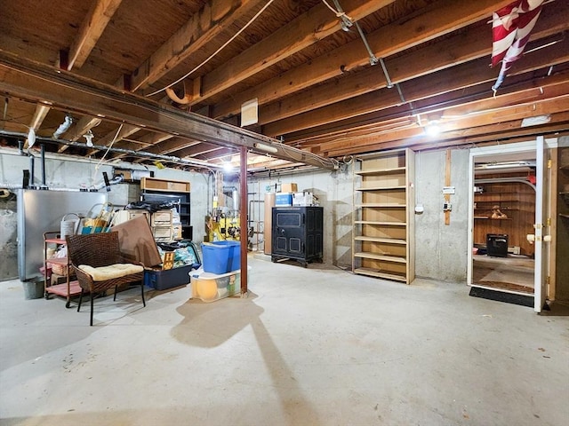 view of unfinished basement