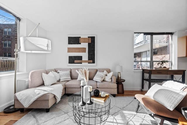 living room with light wood-type flooring