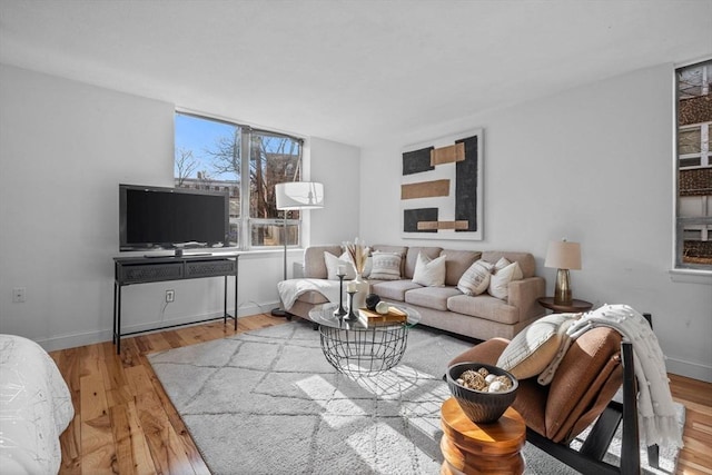 living room featuring light wood-type flooring