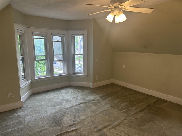 54 Brunswick Park, Melrose, MA 02176 - bonus room with carpet floors, baseboards, lofted ceiling, and a ceiling fan