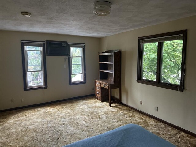 54 Brunswick Park, Melrose, MA 02176 - bedroom featuring carpet floors, a wall mounted AC, baseboards, and a textured ceiling
