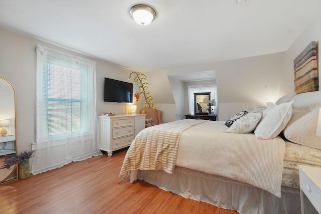 bedroom with light hardwood / wood-style flooring