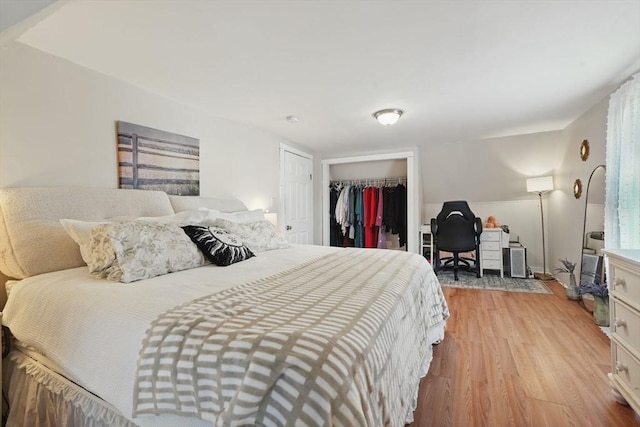 bedroom featuring a closet and light hardwood / wood-style flooring