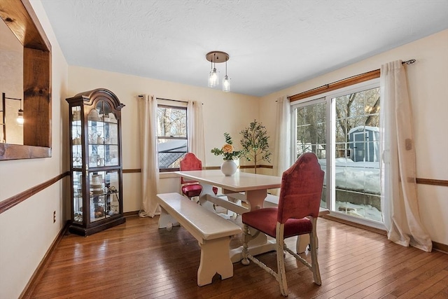dining area featuring dark wood-type flooring