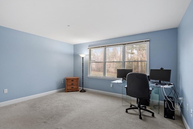 view of carpeted office space