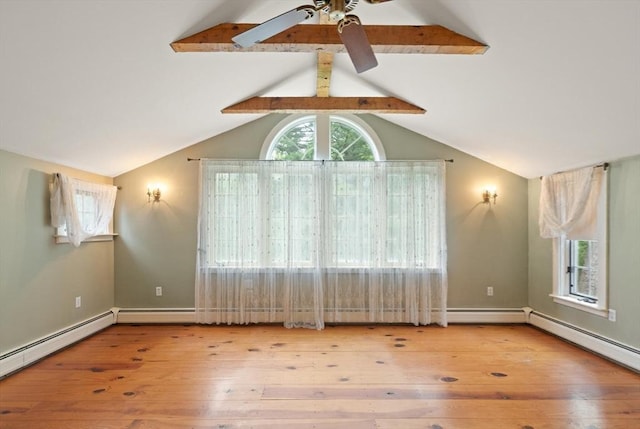 14 Prince St, Danvers, MA 01923 - empty room with hardwood / wood-style flooring, a ceiling fan, a baseboard radiator, and baseboards