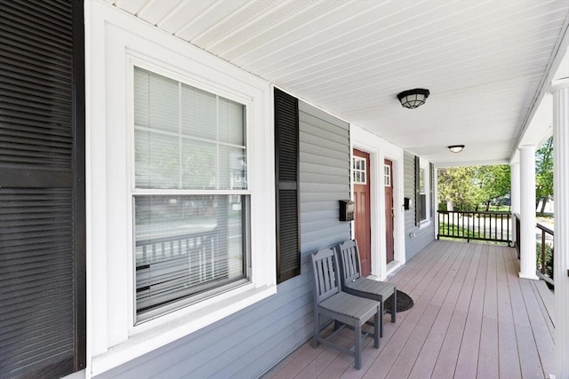 deck with a porch