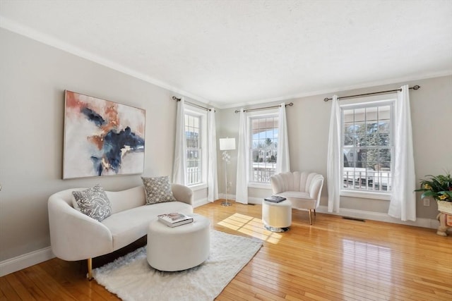 6 Hutchins Way, Westford, MA 01886 - living area with ornamental molding, light wood-type flooring, and baseboards