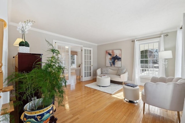 6 Hutchins Way, Westford, MA 01886 - living area with wood finished floors, ornamental molding, french doors, and baseboards