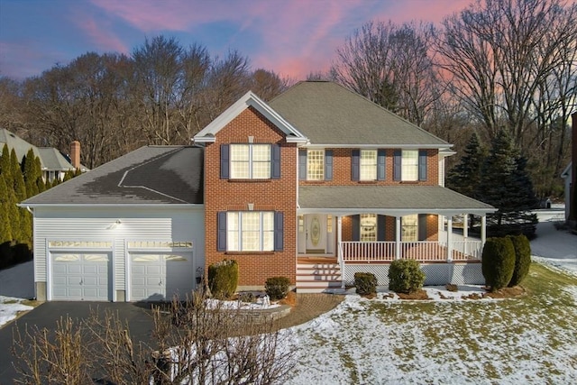 6 Hutchins Way, Westford, MA 01886 - view of front facade featuring a porch, a garage, driveway, and a shingled roof