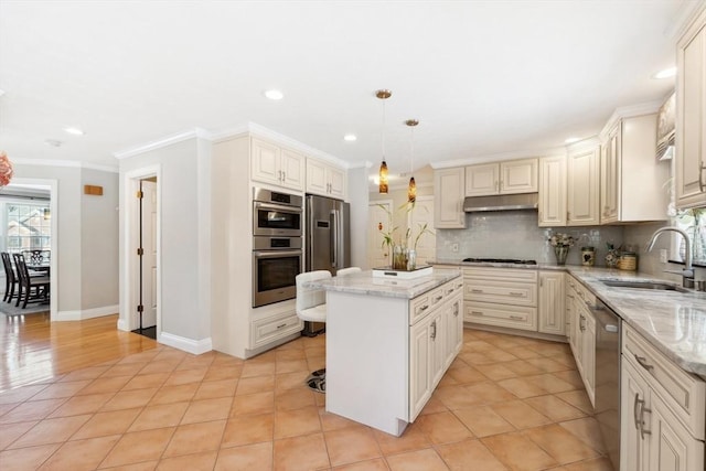 6 Hutchins Way, Westford, MA 01886 - kitchen featuring a sink, stainless steel appliances, plenty of natural light, tasteful backsplash, and recessed lighting