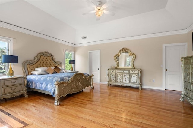 14 Sandpiper Hl, Sharon, MA 02067 - bedroom with multiple windows, light wood finished floors, lofted ceiling, ceiling fan, and ornamental molding
