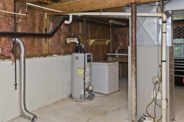 52 Marmon Ct, Springfield, MA 01129 - below grade area with water heater, washer / clothes dryer, and refrigerator