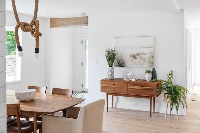 dining space featuring light hardwood / wood-style floors