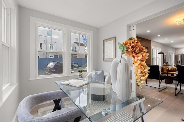 dining area featuring light hardwood / wood-style floors