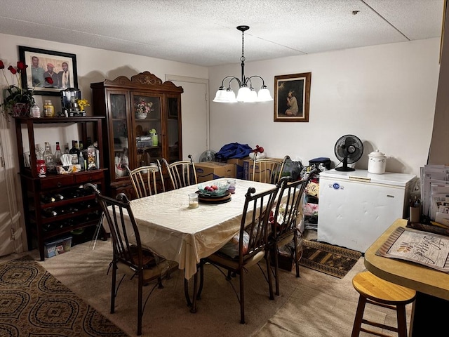 685 Oak St Unit 20-8, Brockton, MA 02301 - dining area featuring a textured ceiling, carpet floors, and a chandelier