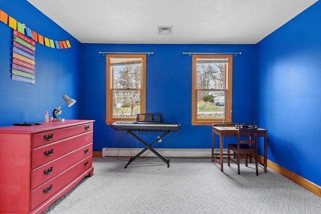 76 Woobly Rd, Bolton, MA 01740 - sitting room featuring carpet floors, baseboards, and a baseboard heating unit