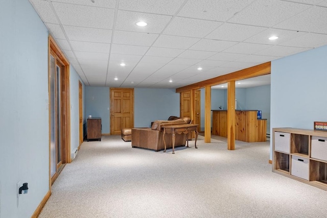 76 Woobly Rd, Bolton, MA 01740 - living room featuring carpet floors, recessed lighting, and baseboards