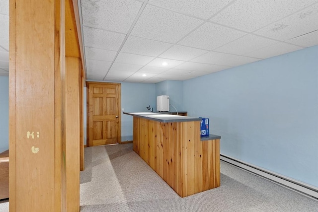 76 Woobly Rd, Bolton, MA 01740 - bar area featuring a baseboard radiator, carpet floors, and a paneled ceiling